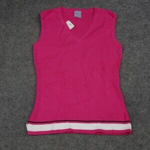 Laurie B Top Womens Large L Pink Sleeveless Pullover Blouse V Neck Striped